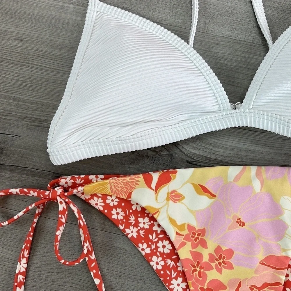 ☀️BILLABONG☀️ TANLINES CECI TRI Made For Daze Reversible Swim Bottom BIKINI SET